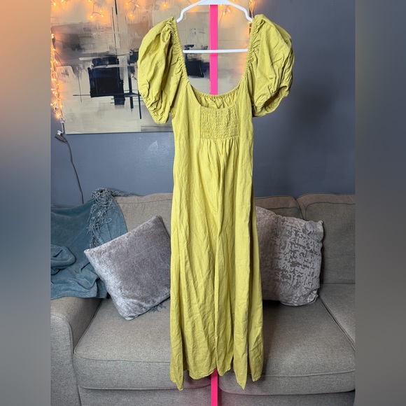 Nasty Gal Olive Puff Sleeve Cutout Maxi Dress US 4 - Picture 6 of 6